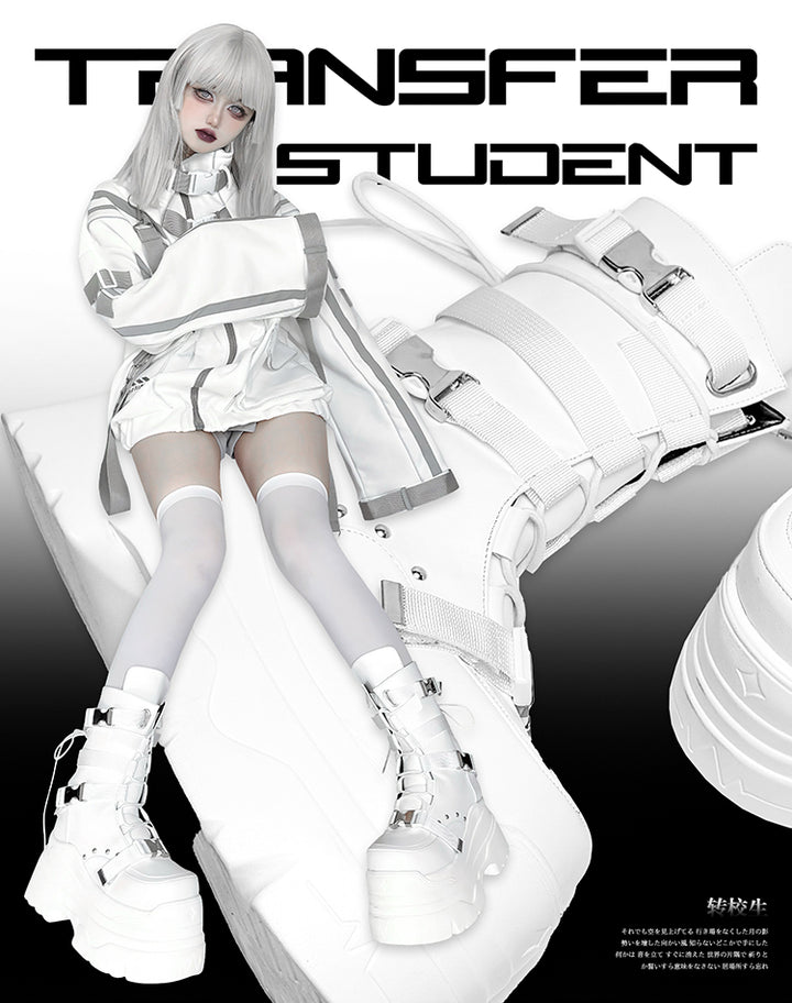 Punk Platform Boots with Mid-calf Length Shaft 42713:750139