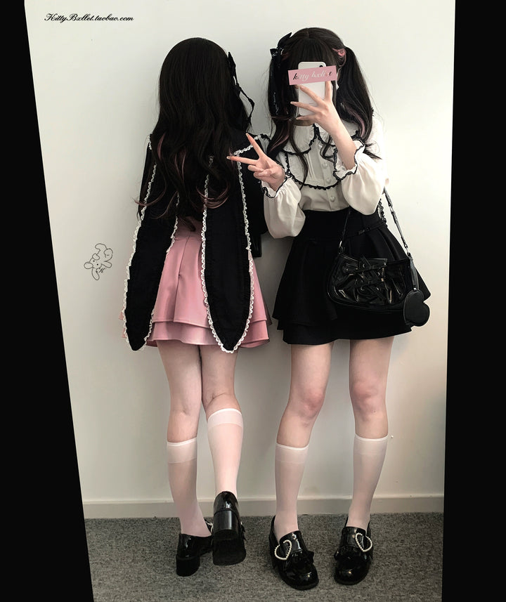 Jirai Kei Skirt Double Layer Puff Skirt with Bow 36770:534696