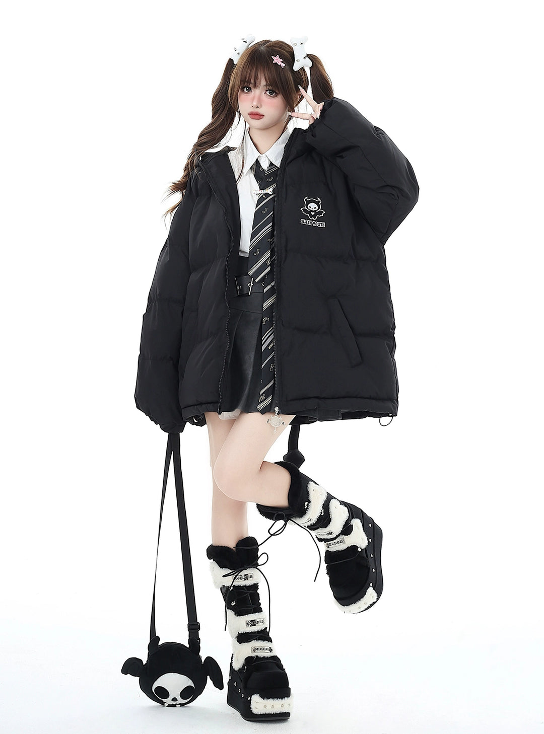 Plus Size Yami Kawaii Coat Winter Black Jacket Cotton Coat 39554:637058
