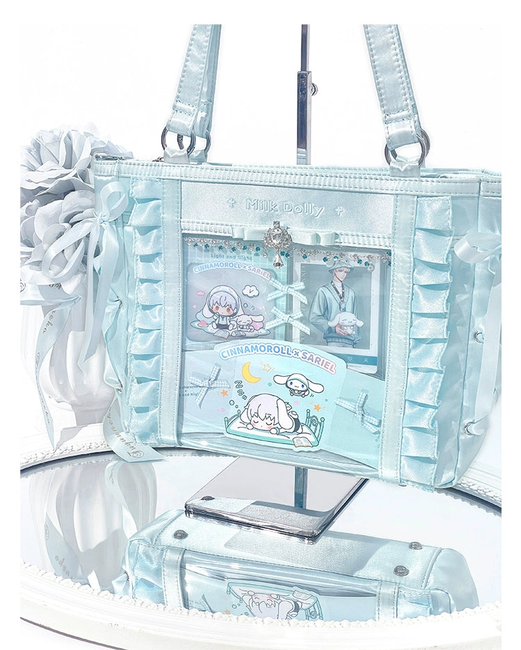 Large-Capacity Ita Bag, Clear Window Front + Rhinestones 43231:779294