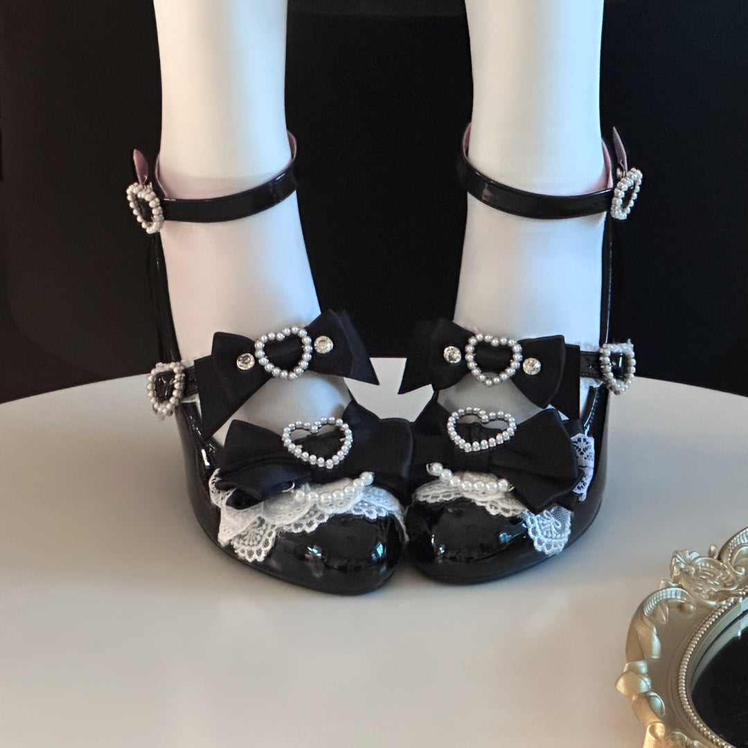 Princess Lolita Wedge Shoes with Open Heart Hollow Heel 42709:749990