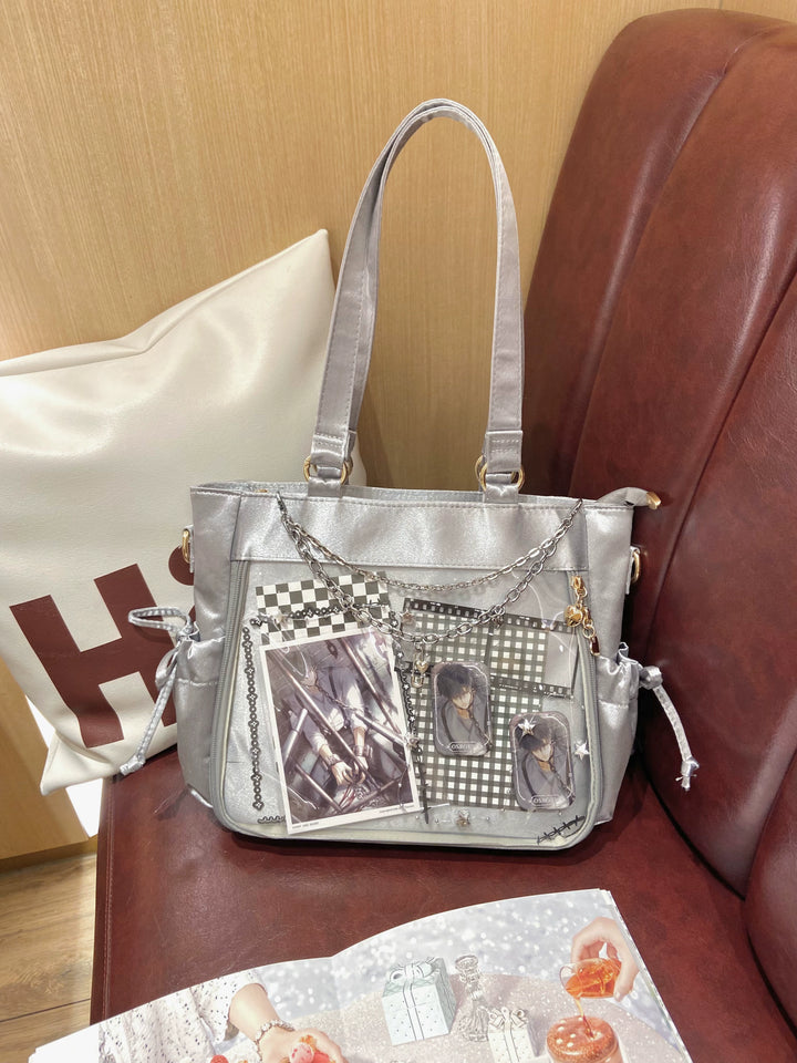 Large Capacity Ita Bag Satin Shoulder Bag Commute Tote Bag 41162:699722
