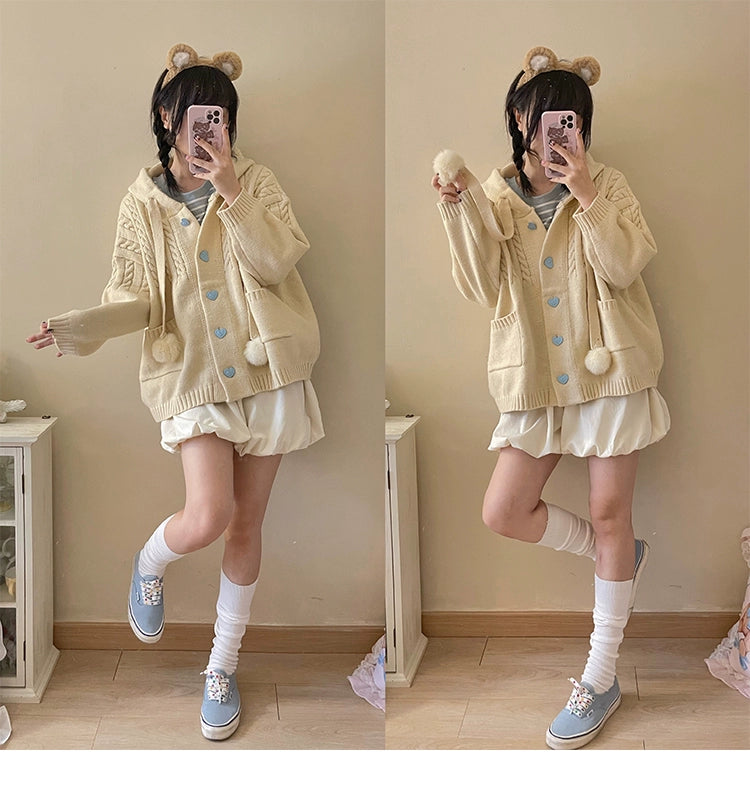 Kawaii Oversized Cardigan Sweater Coat Multicolor 22652:345658
