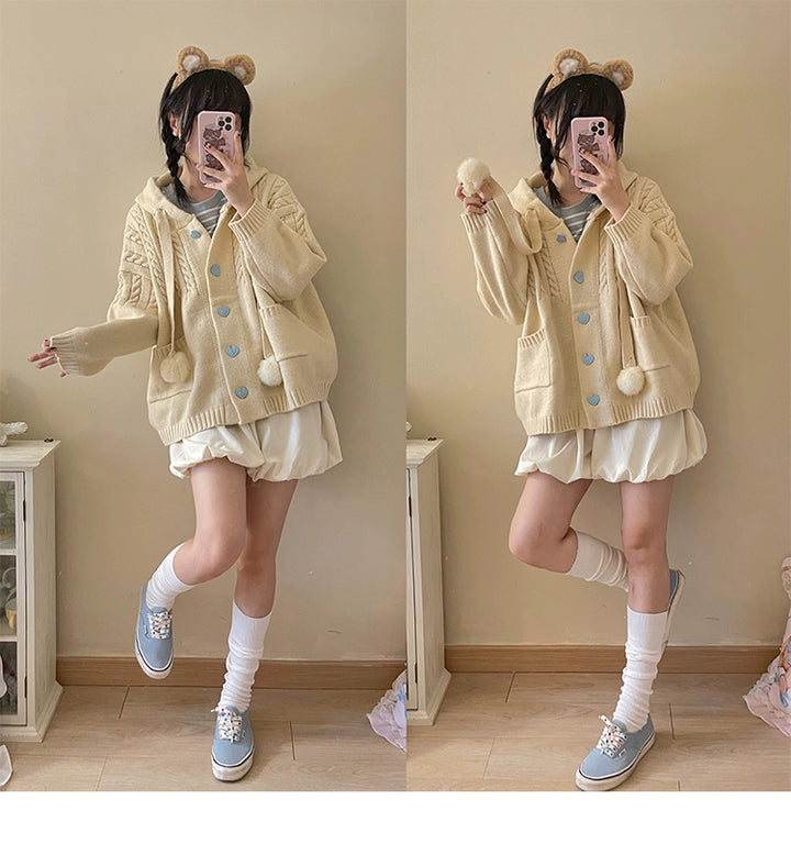 Kawaii Oversized Cardigan Sweater Coat Multicolor 22652:345658