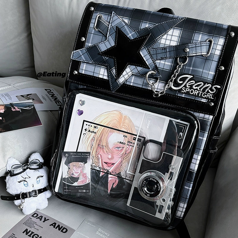 Subculture Ita Bag Plaid Star Large Capacity Ita Backpack 40120:665812