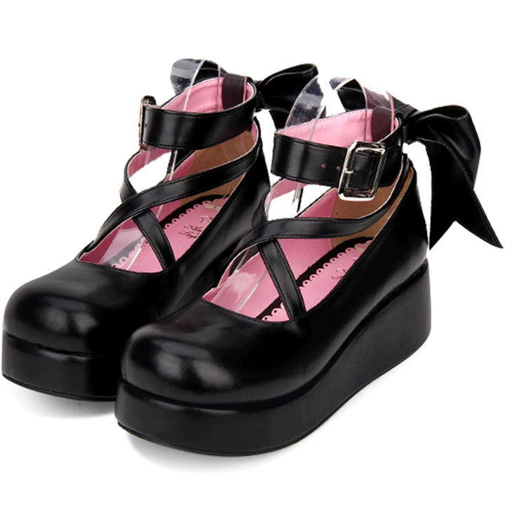 Lolita Platform Shoes Big Bow Round Toe Shoes Multicolor 31644:370264