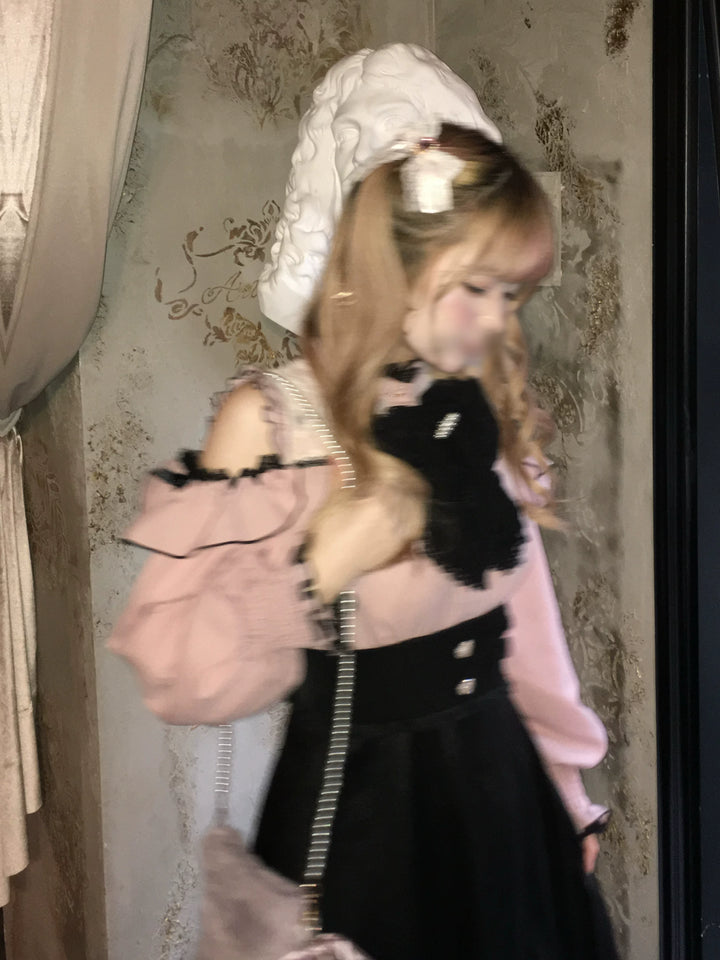 Jirai Kei Open-Shoulder Long Dress, Detachable Bow 44754:823964
