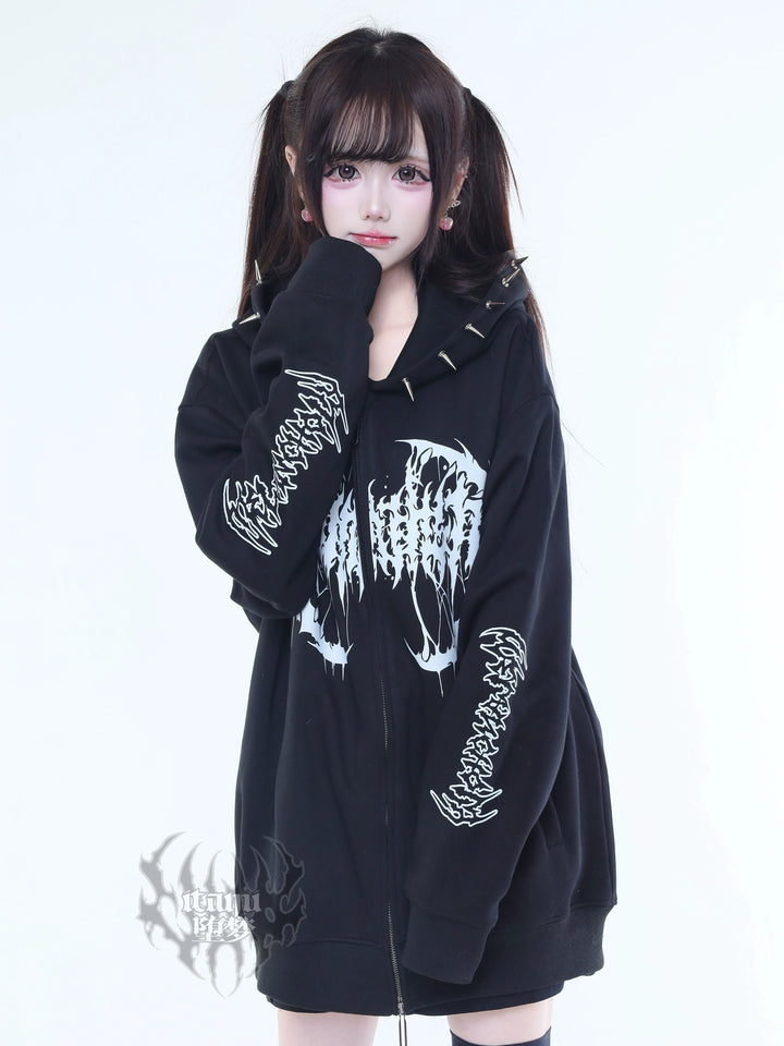 Punk Hooded Jacket, Studs Accents 44292:802409