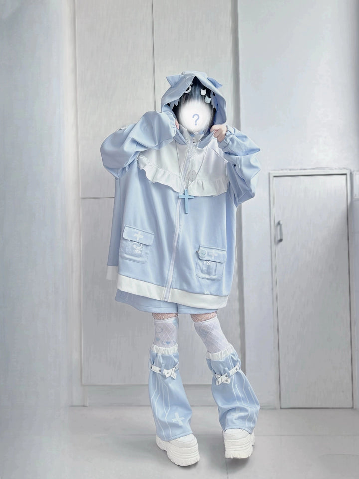 Tenshi Kaiwai Cat Ears Jacket With Ruffle And Pocket & Shorts Multicolor (M S) 39092:615400