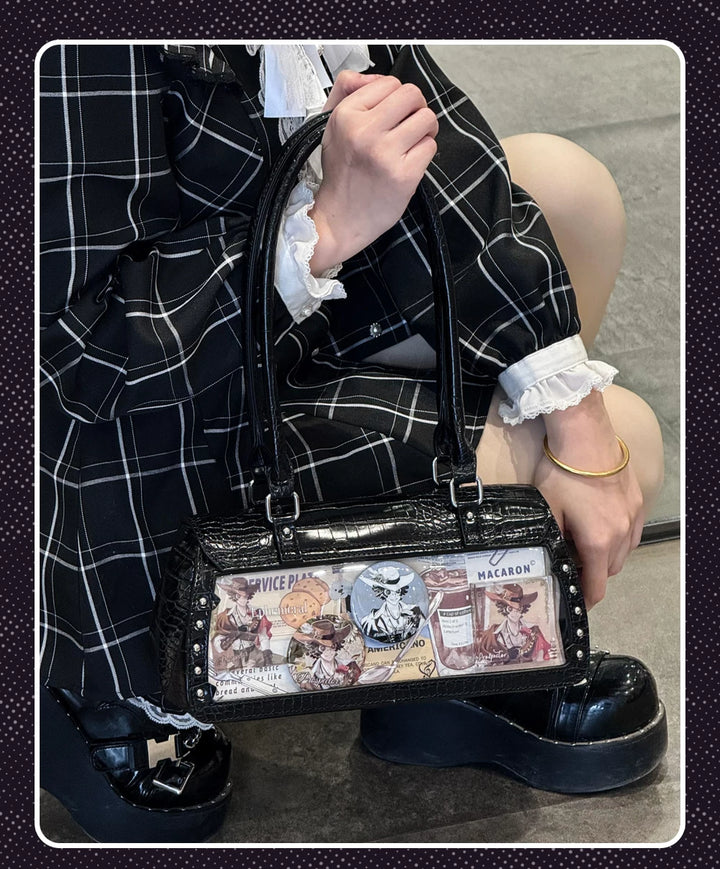 Bat-Inspired Itabag, Croc Texture & Clear Display Window 44930:829024