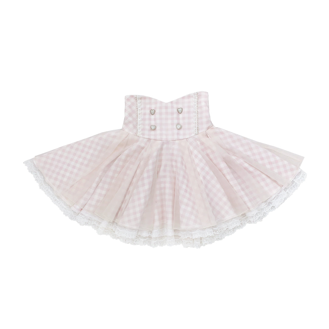 Ryousangata Halter Neck Open Shoulder Blouse & Plaid Layered Skirt (L M S XL) 43399:775515