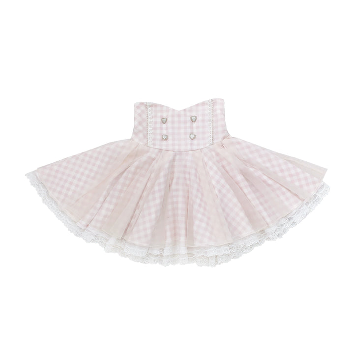 Ryousangata Halter Neck Open Shoulder Blouse & Plaid Layered Skirt (L M S XL) 43399:775515