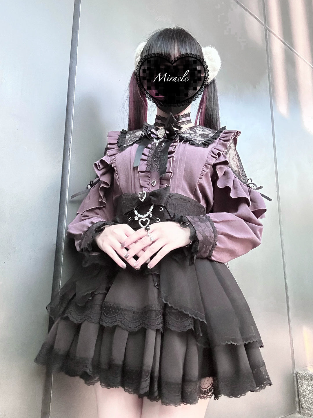 Jirai Kei Tiered Tuffles Skirt, Elastic High-Waist 44587:814573