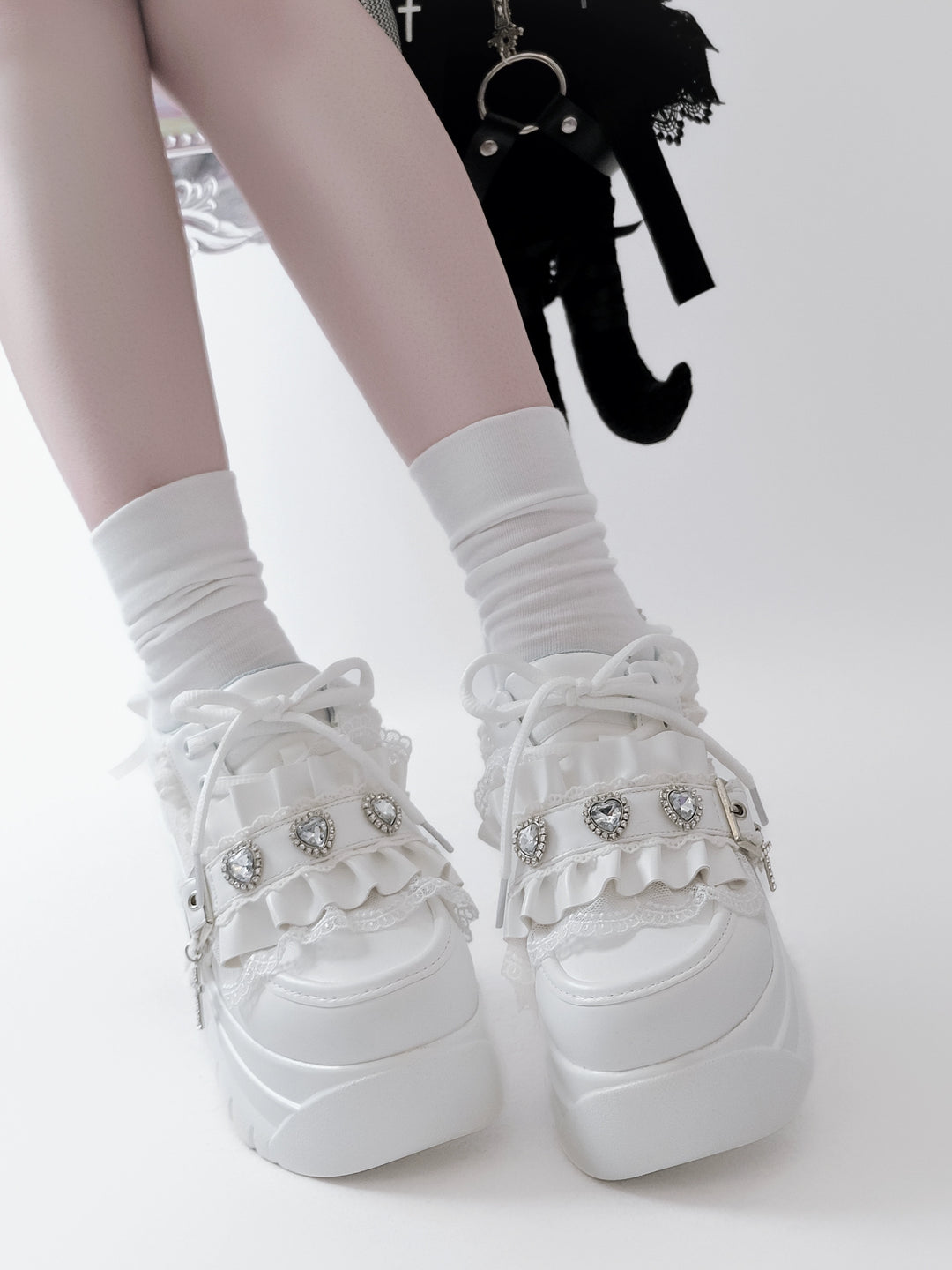 Subculture Platform Shoes, Heart-shaped Rhinestone 43619:781211