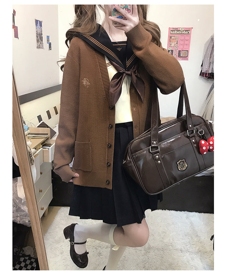 JK Uniform V-Neck Cardigan for Kansai-Collar Style Multicolor 42668:748716
