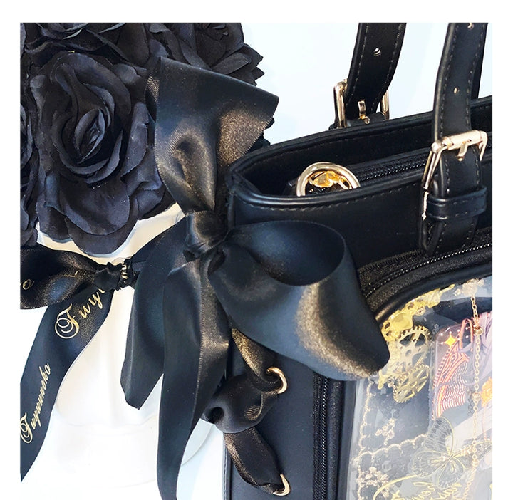 Large Capacity Ita Bag With Window Front & Detachable Ribbon Bow 43229:772363