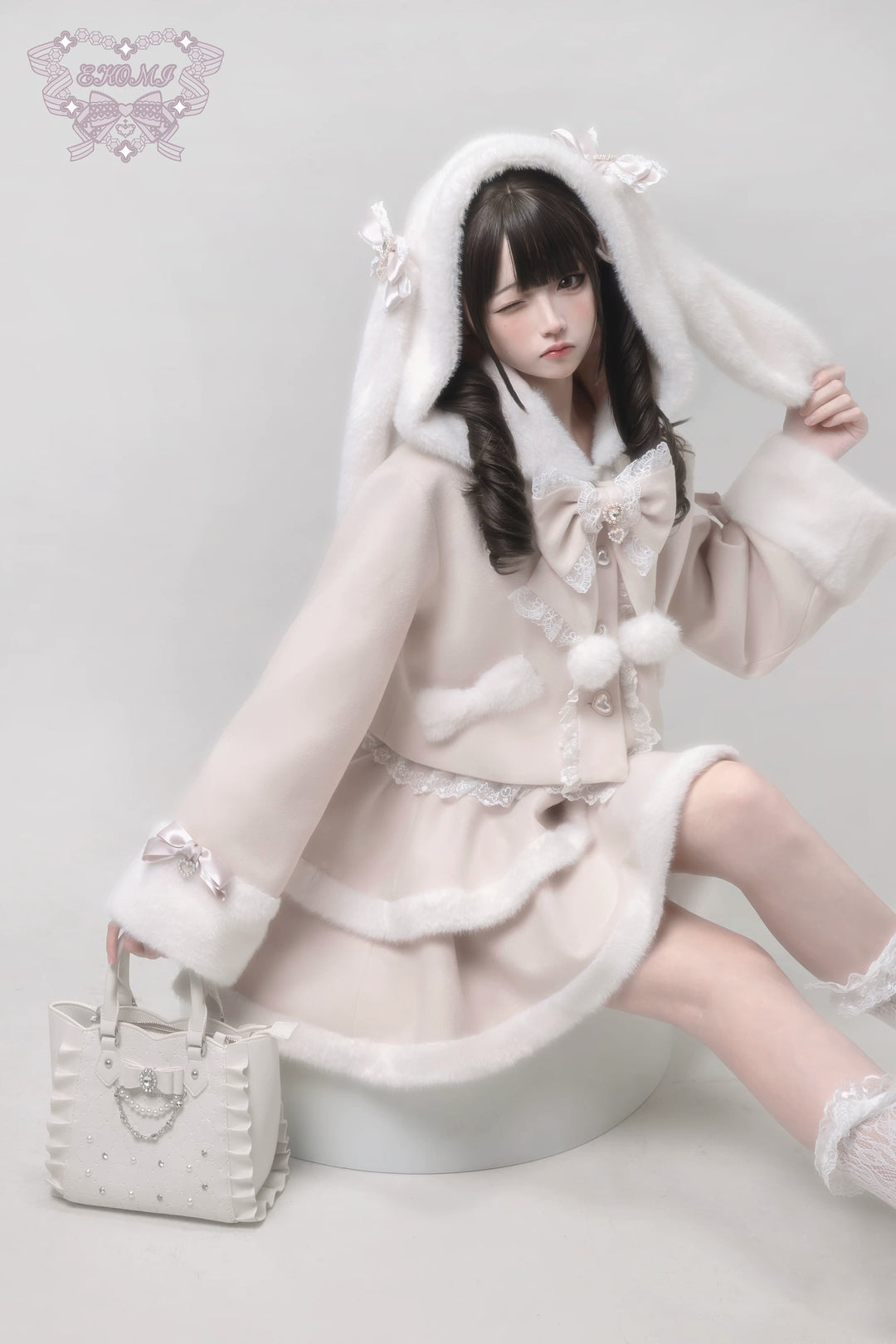 Ryousangata Tiered Skirt Outfit, Detachable Bunny Ear 44592:814089
