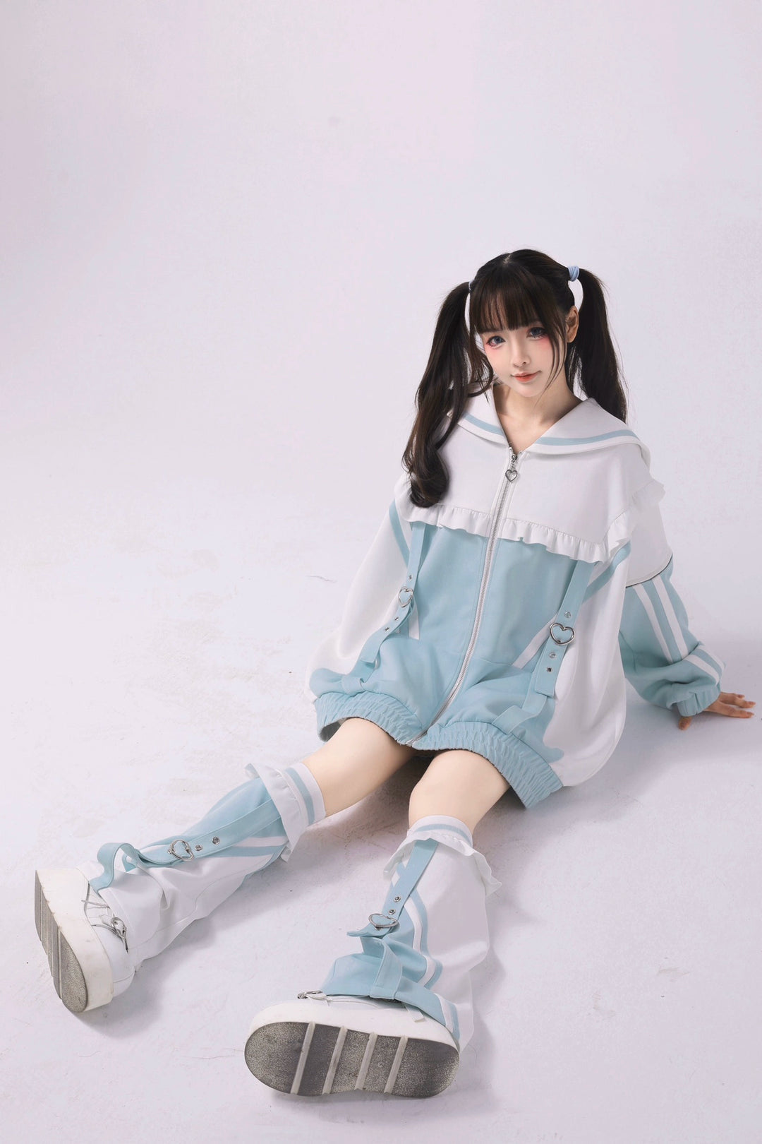 Tenshi Kaiwai Set Sailor Collar Jacket With Ruffle And Heart Buckle 34896:481082
