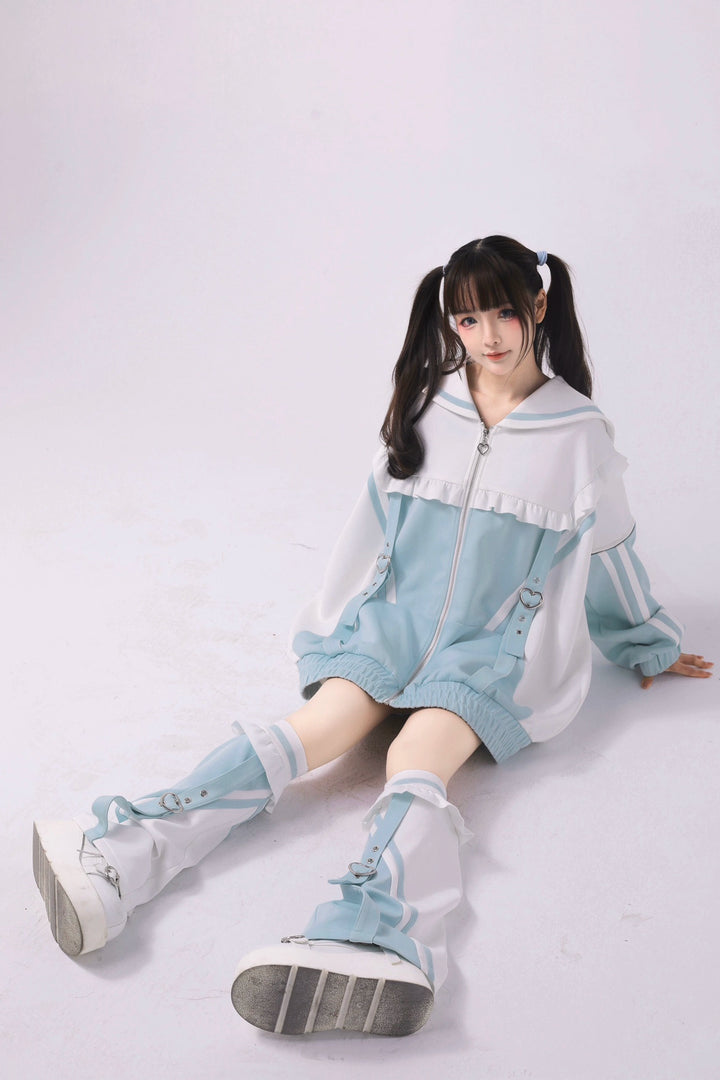 Tenshi Kaiwai Set Sailor Collar Jacket With Ruffle And Heart Buckle 34896:481082