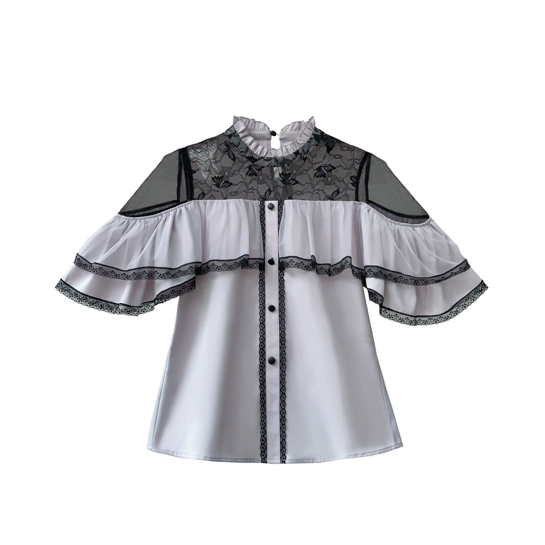 Black Maxi Jirai Kei Skirt, Purple Cape Blouse (L M S XL) 43111:766063