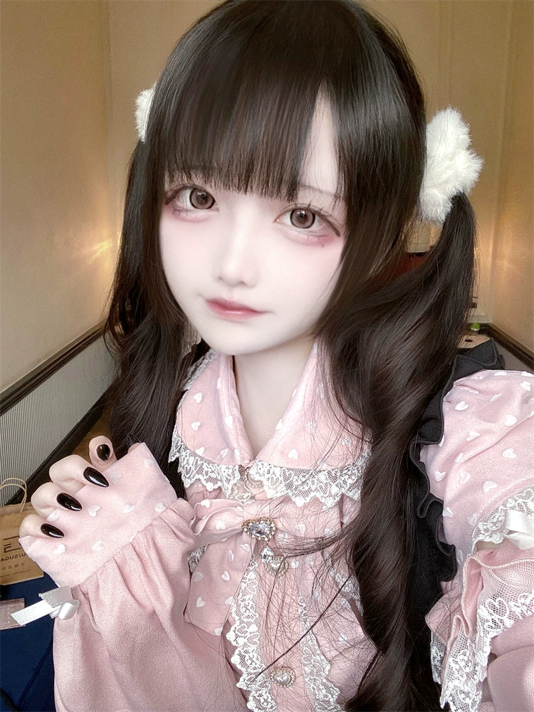 Jirai Kei Blouse, Lace Open Shoulder, Dolka Dots 34044:486434