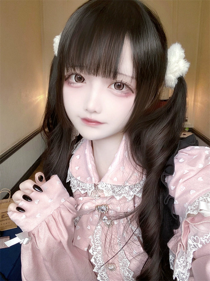Jirai Kei Blouse, Lace Open Shoulder, Dolka Dots 34044:486434