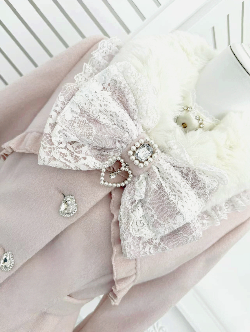 Fluffy Trim Ryousangata Winter Coat, Rhinestone Accents 44200:800820