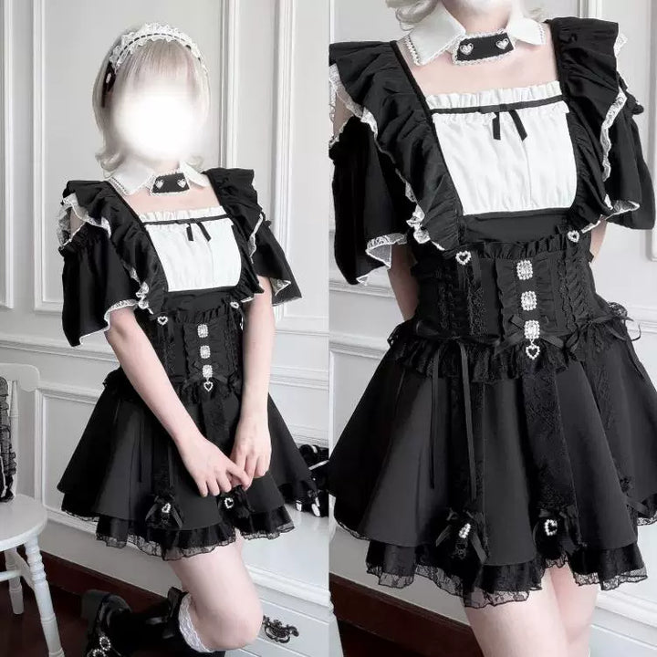 Jirai Kei Open-Shoulder Blouse, Detachable Collar 45844:865684