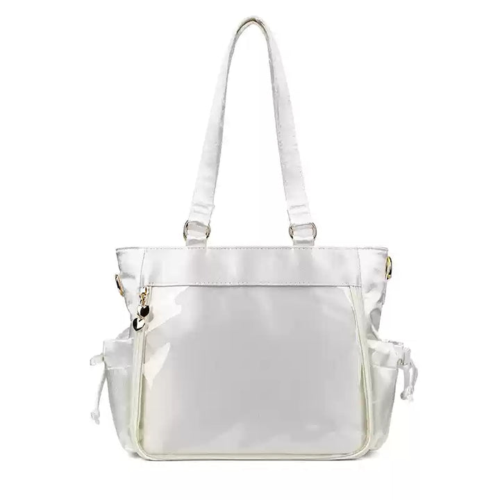 Large Capacity Ita Bag Satin Shoulder Bag Commute Tote Bag (White) 41162:699738