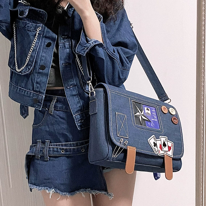 Kawaii Ita Bag Denim Crossbody Bag Large Capacity Handbag 37050:551674