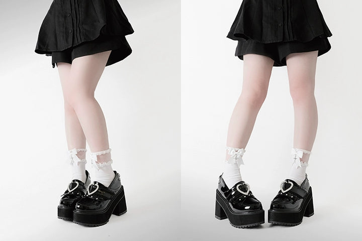 Jirai Kei Platform Shoes Ryousangata High Heels Loafer Shoes 40098:655872