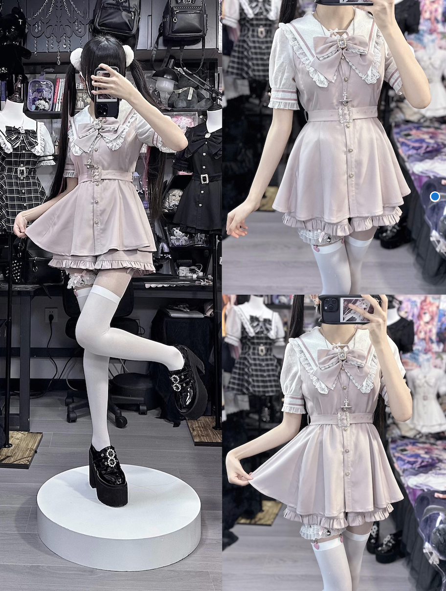 Jirai Kei Dress And Shorts Waist-cinching Set Up 37548:563498