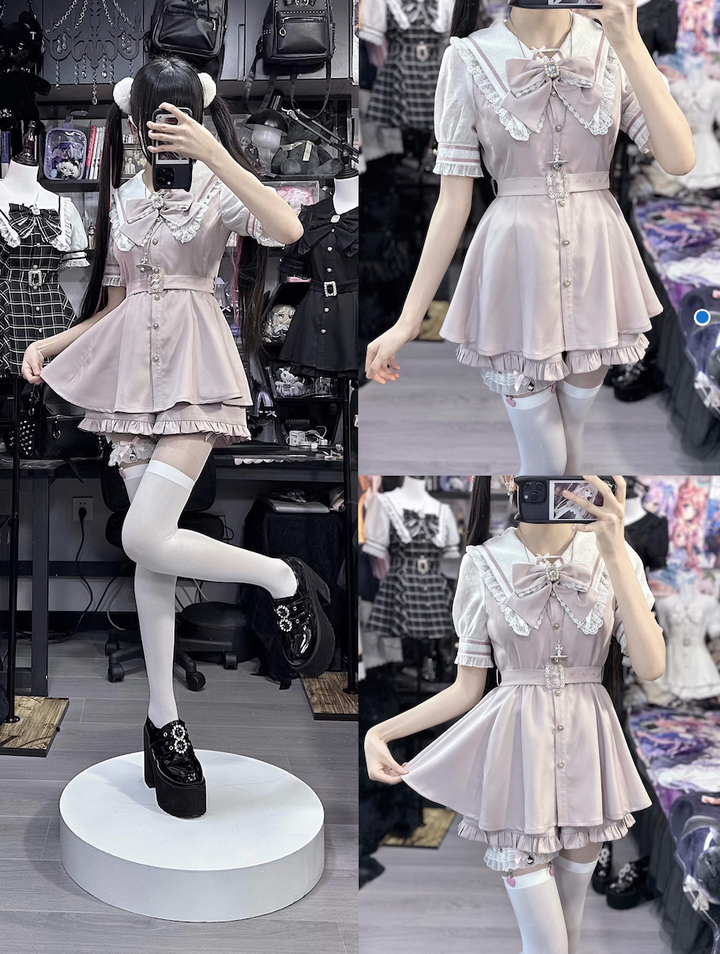 Jirai Kei Dress And Shorts Waist-cinching Set Up 37548:563498
