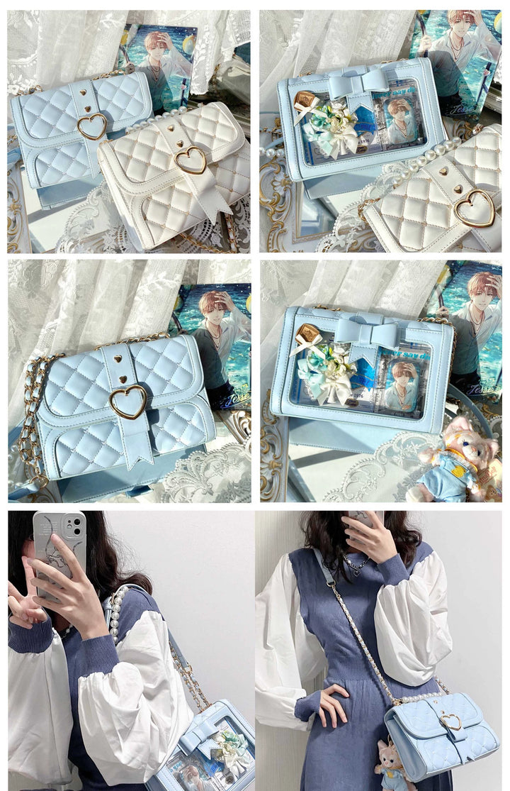 Kawaii Ita Bag Bow Rhombus Grid Shoulder Bag Multicolor 21906:349716