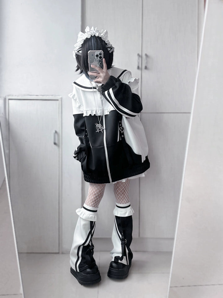 Tenshi Kaiwai Set Sailor Collar Jacket With Ruffle And Heart Buckle 34896:481074