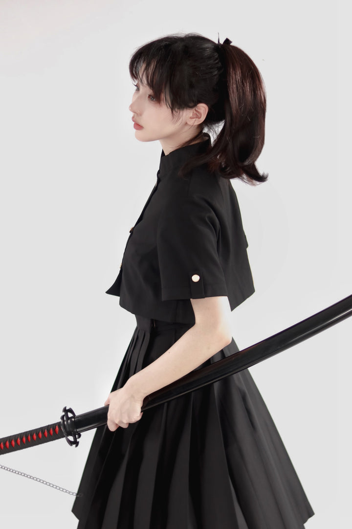 JK Uniform Pleated Skirts with Six Lengths & Embroidered Coat 42566:746343