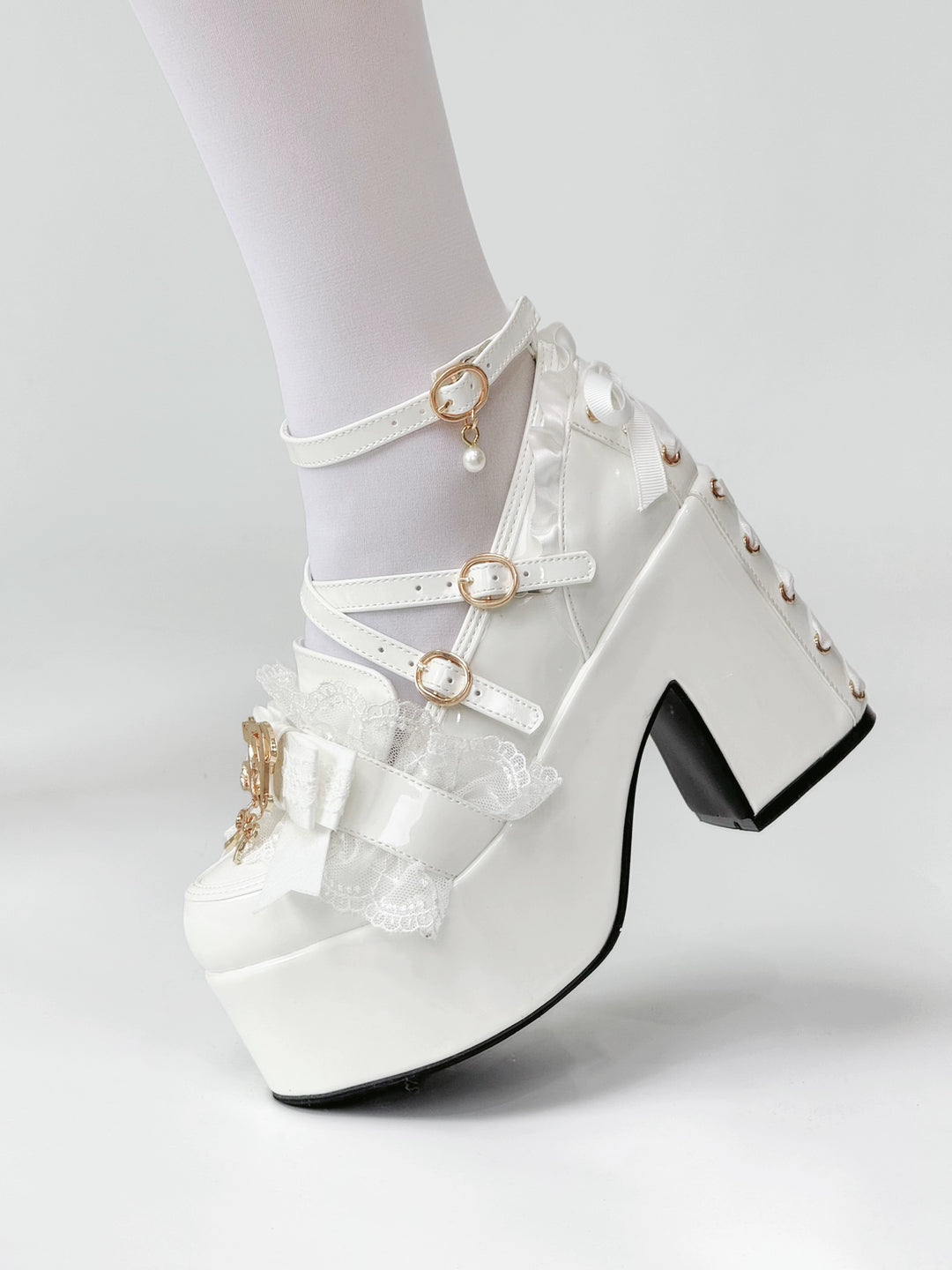 Jirai Kei High Platform Shoes, High + Mid Heel Options 43617:781161