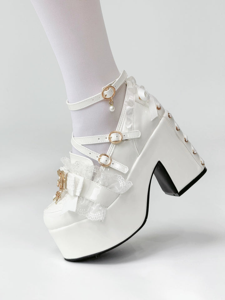 Jirai Kei High Platform Shoes, High + Mid Heel Options 43617:781161