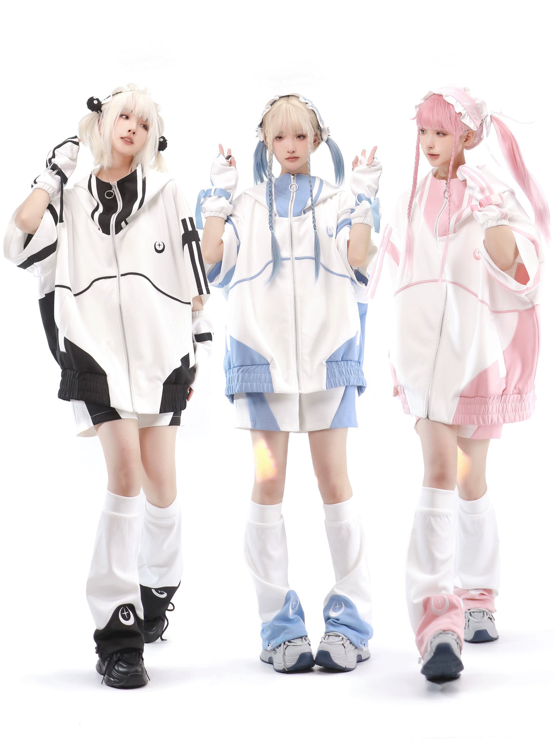 Multicolor Tenshi Kaiwai Jacket Set, Pockets, Zipper 29164:357030