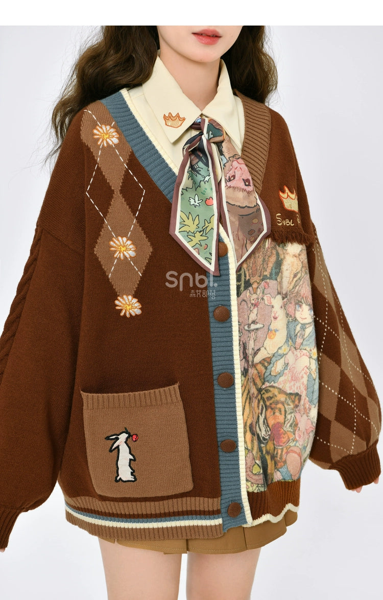 Mori Kei Vintage Style Melrad Knit Sweater Shirt Skirt Set 22716:335828