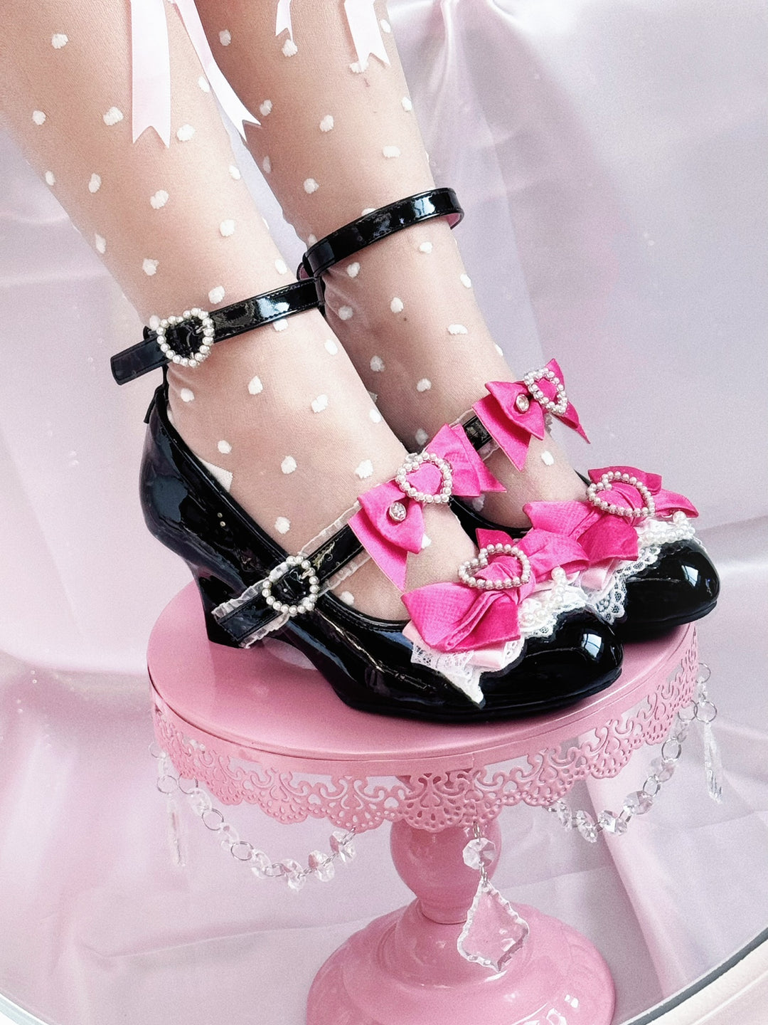Princess Lolita Wedge Shoes with Open Heart Hollow Heel 42709:752875