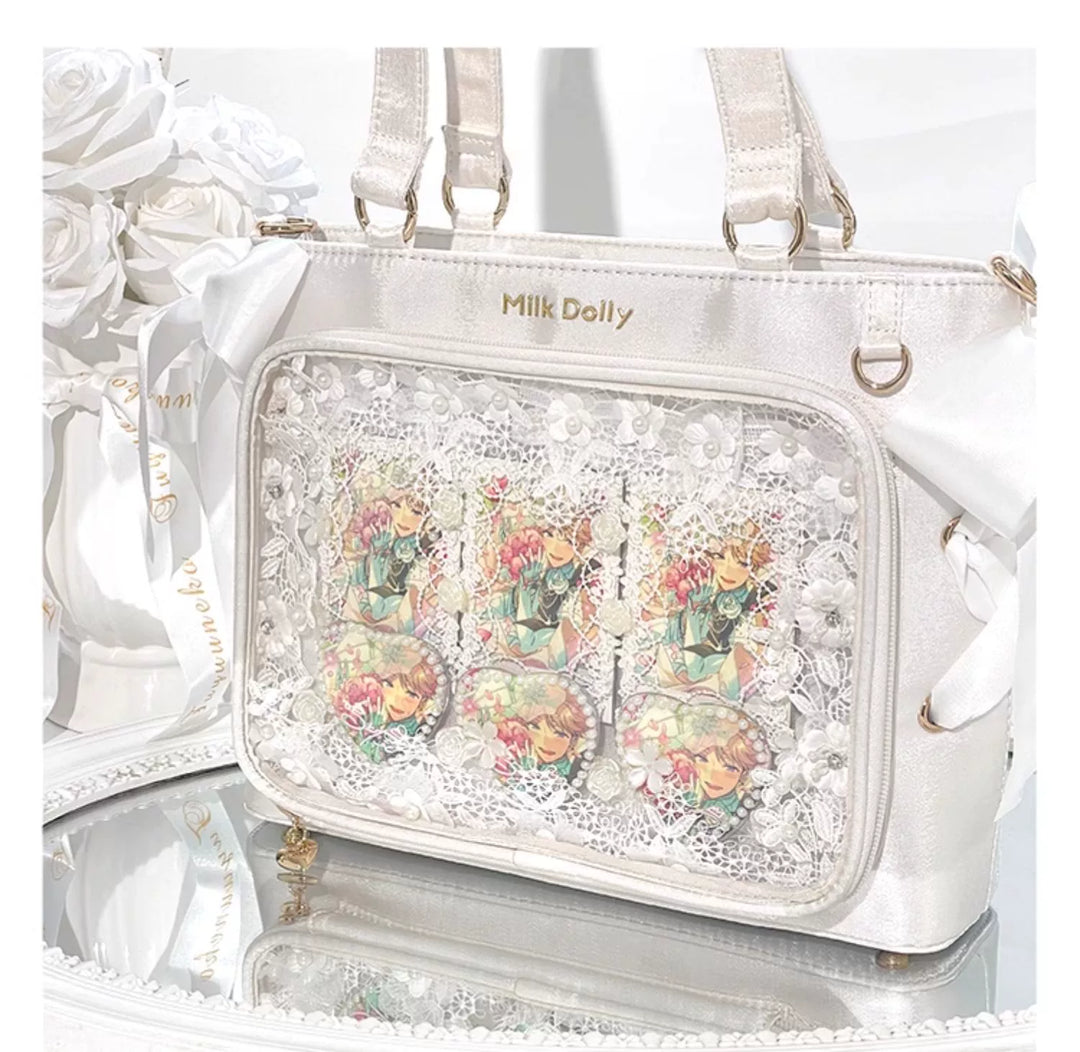 Satin Ita Bag, Clear Window & Detachable Ribbon Bow 43227:771929