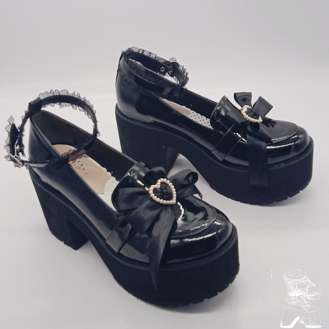 Jirai Kei Shoes High Heel Platform Shoes Lace Bow Shoes 37632:566718 37632:566718