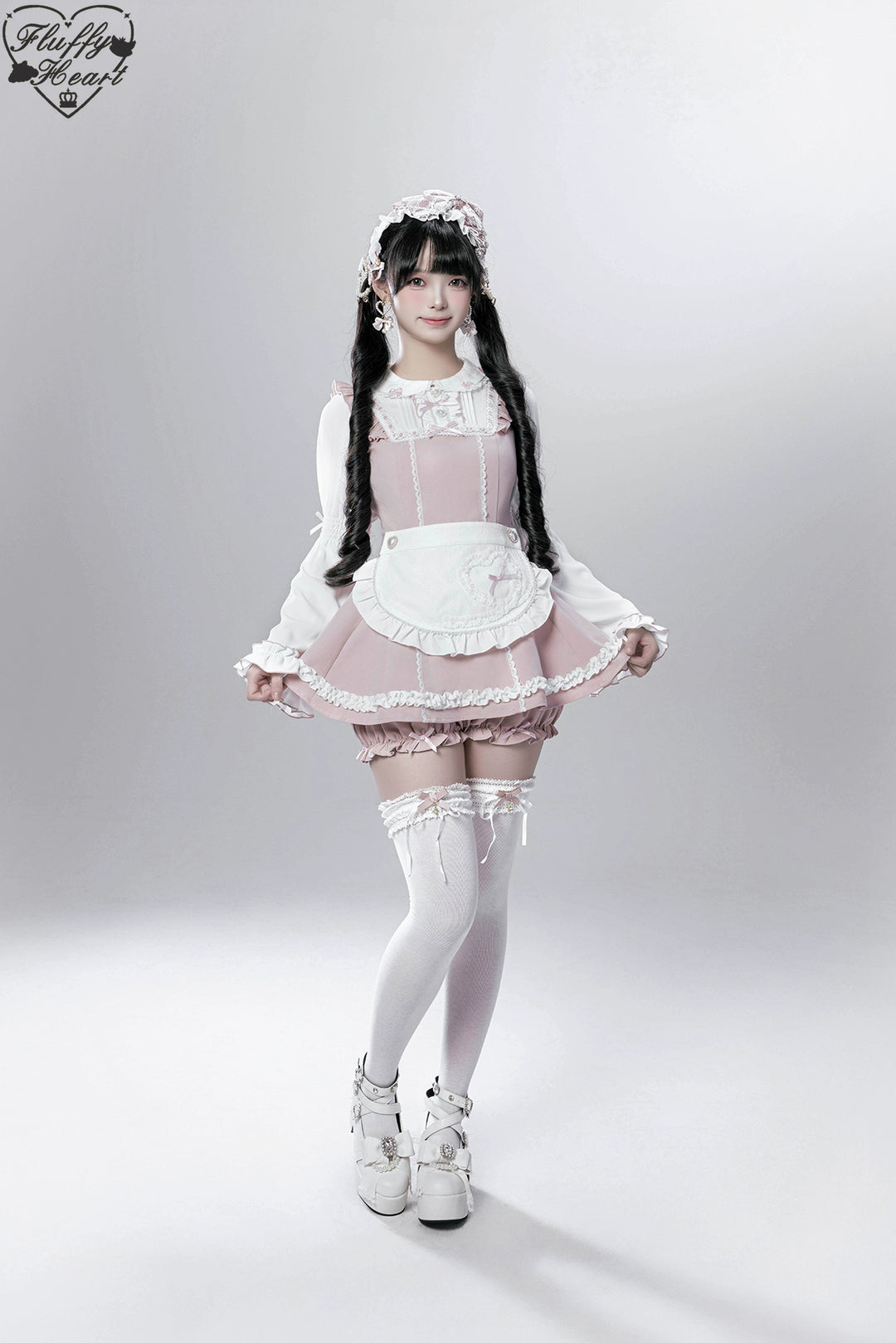 【Fluffy Heart】橱窗人偶日系女仆感可拆卸围裙萌系套装 现货 44119:796766