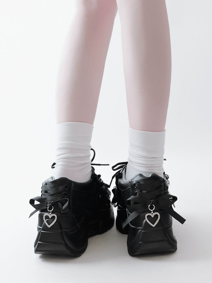 Subculture Platform Shoes, Heart-shaped Rhinestone 43619:781196