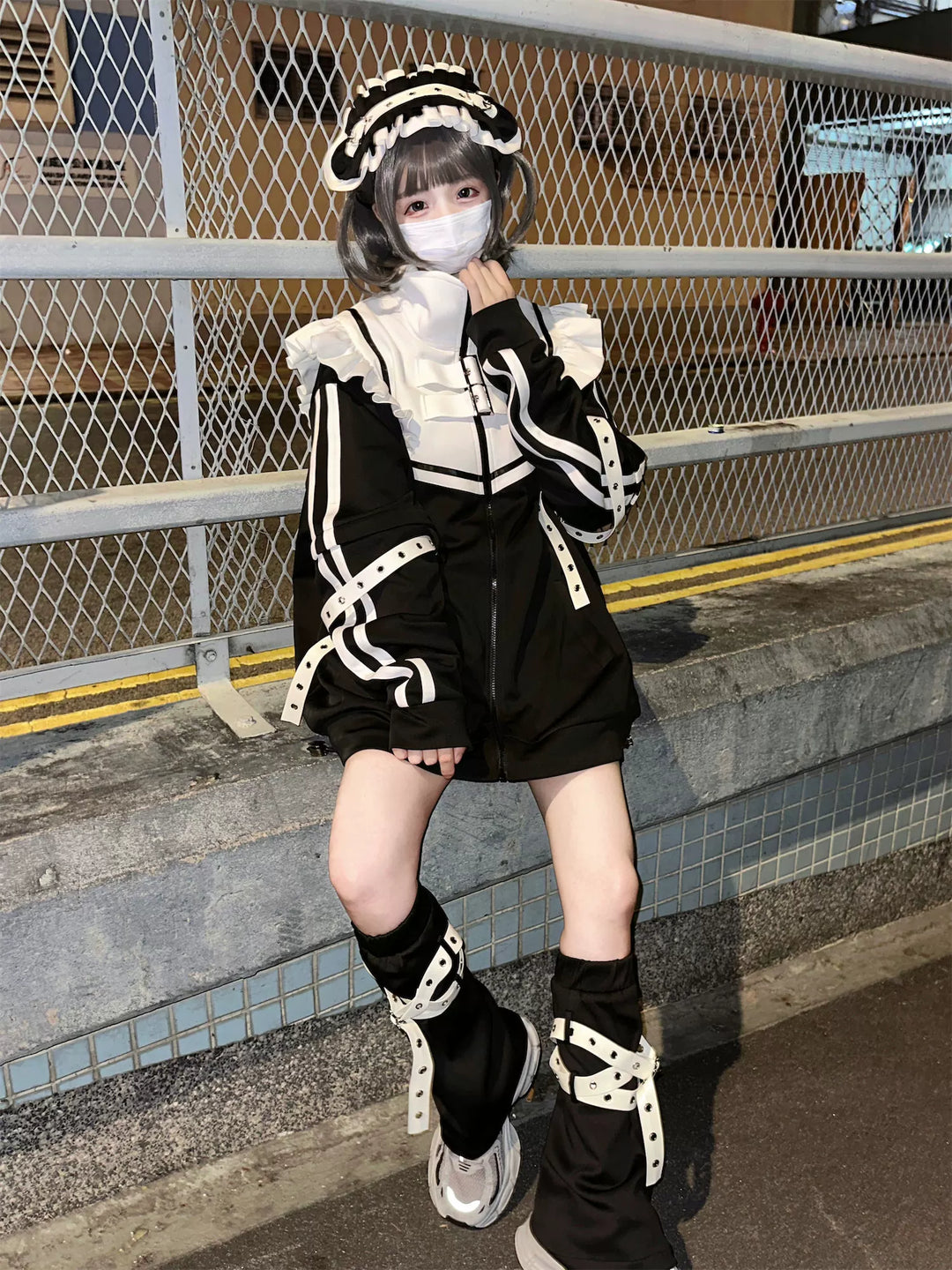Tenshi Kaiwai Shorts Set Gray Black Jacket With Wings 35728:502640