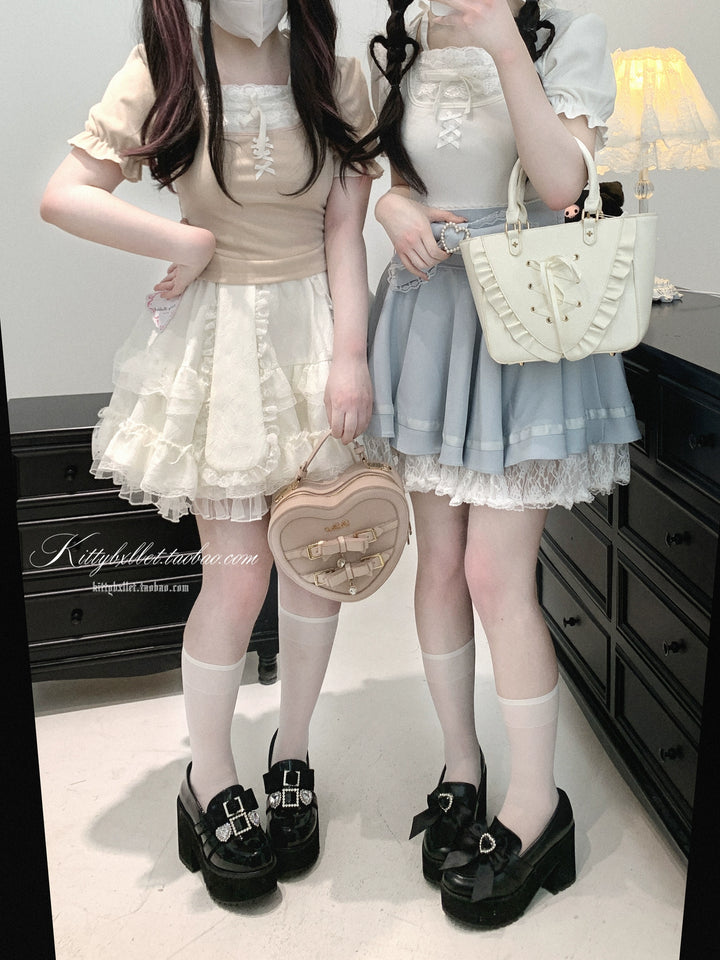 Ryousangata Slim-Fit Top, Puff Short Sleeves 43615:781089