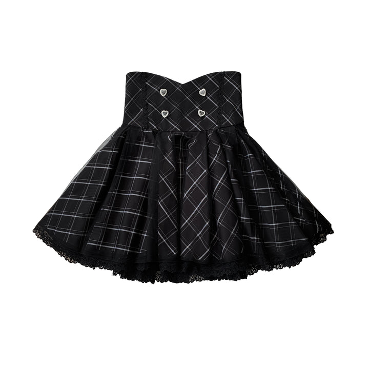 Jirai Kei Skirt Set Open-shoulder Blouse with Heart Bow Tie (L M S XL) 42864:755770