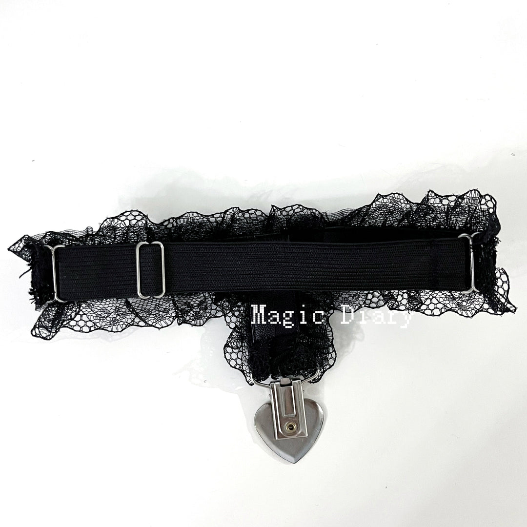 Jirai Kei Lace Garter, Heart Cross Accent & Clip 43032:762446