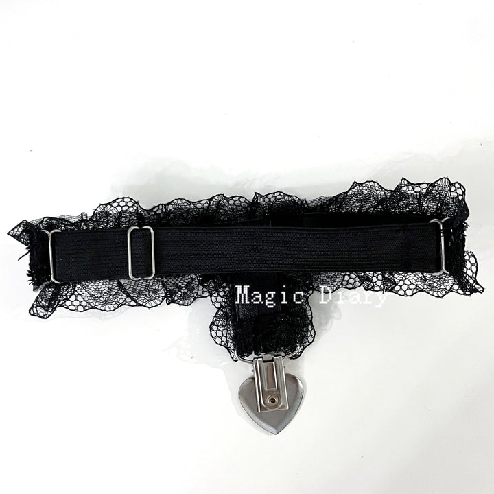Jirai Kei Lace Garter, Heart Cross Accent & Clip 43032:762446